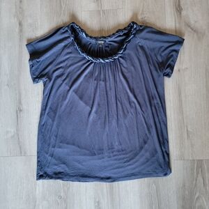 Women's L GNW Blue Top Braided Neckline